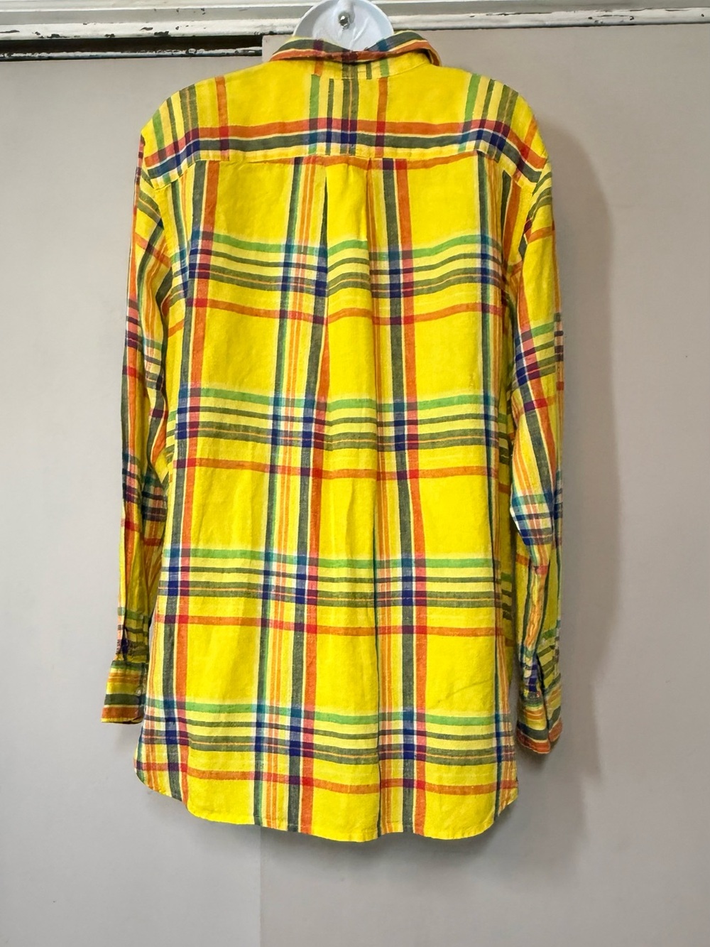Ralph Lauren 100% Bright Yellow Multi-Color Plaid Button-Down Shirt - Picture 3 of 5